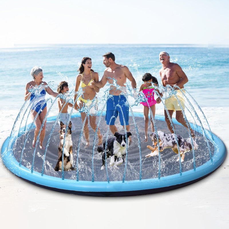 Conderyang 12 ft Giant Inflatable Splash Pad Extra Large 144 2025 Update Non Slip Pad for Adults Large Dogs Pets Giant Thicken Sprinkler Pool Summer Outdoor Fun Backyard Fountain Play Mat Classic Style - Image 2