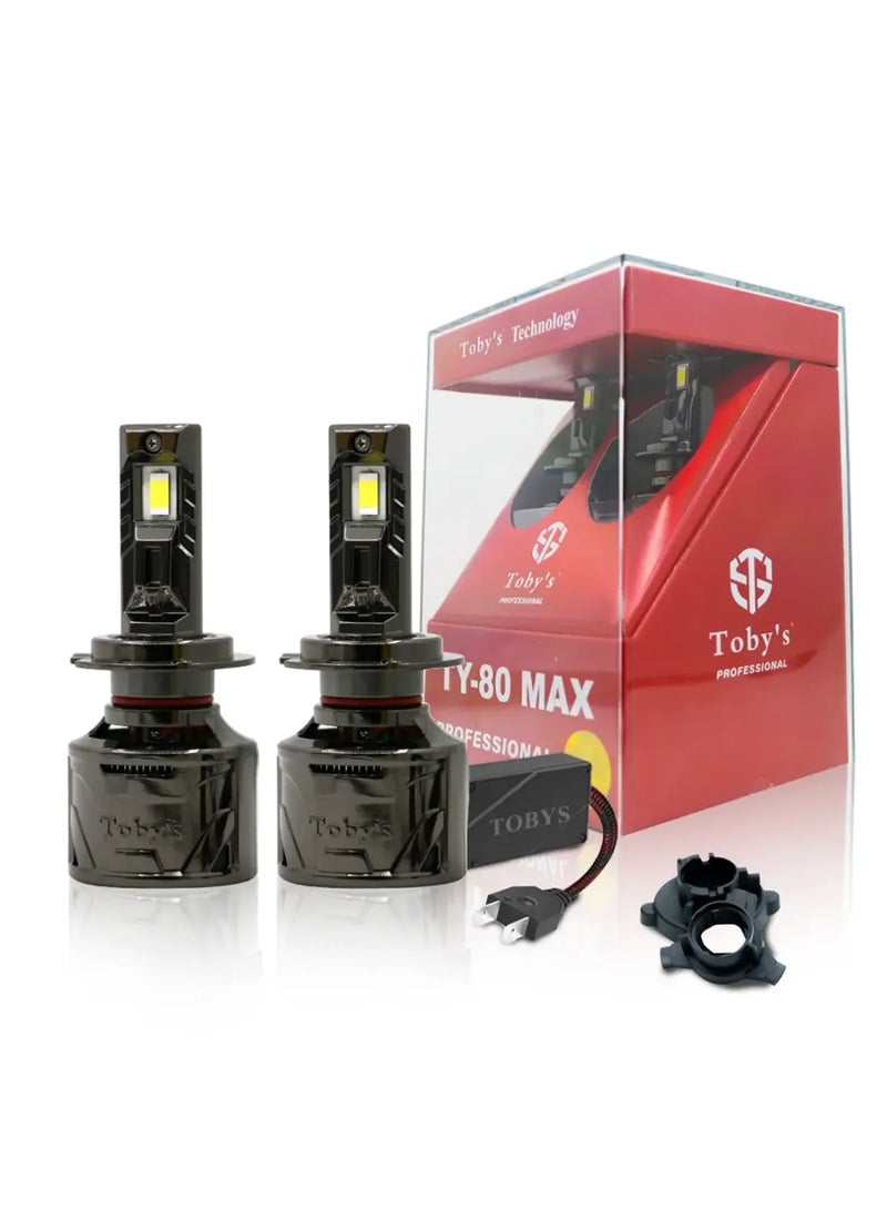 توبيز لمبات مصابيح أمامية LED للسيارة من توبيز TY80 MAX، قطعتان، قوة 80 واط، 8000 لومن، درجة حرارة اللون 6500 كلفن - TY 80 MAX L - H1 - Image 1