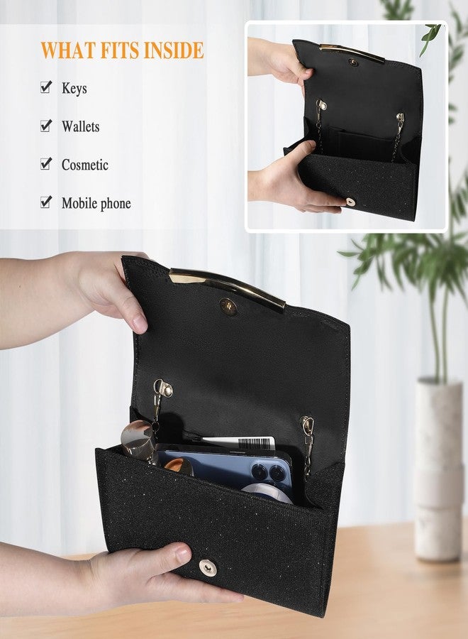 UBAYMAX Evening Bag Clutch Purses for Women Lady Girl Handbags Crossbody Bag Wedding Bag for Prom Cocktail Party Wedding Engagement (Black), Black - B, Evening Bag - Image 3