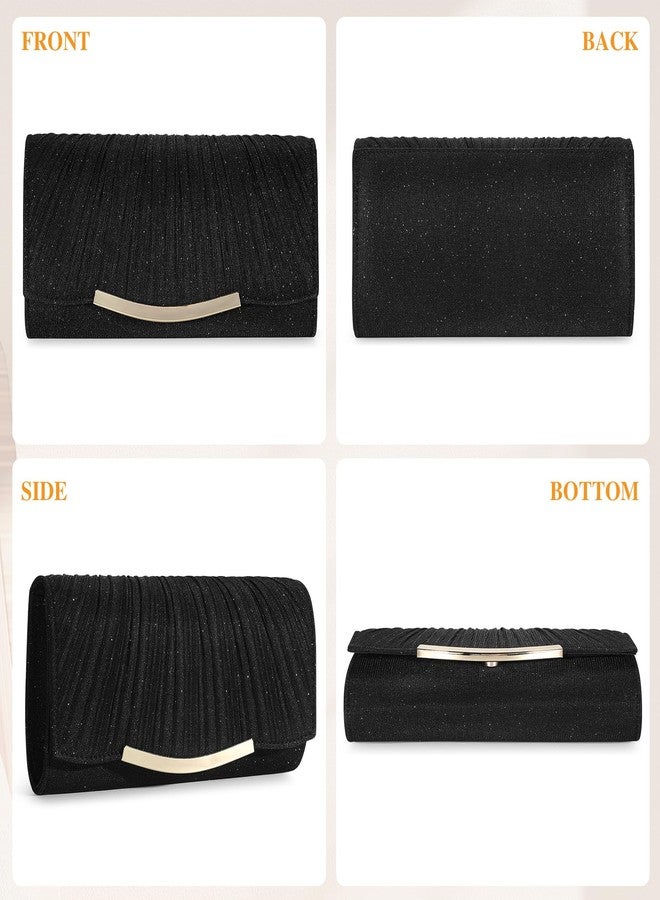 UBAYMAX Evening Bag Clutch Purses for Women Lady Girl Handbags Crossbody Bag Wedding Bag for Prom Cocktail Party Wedding Engagement (Black), Black - B, Evening Bag - Image 5
