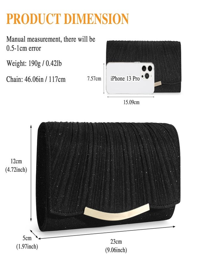 UBAYMAX Evening Bag Clutch Purses for Women Lady Girl Handbags Crossbody Bag Wedding Bag for Prom Cocktail Party Wedding Engagement (Black), Black - B, Evening Bag - Image 2