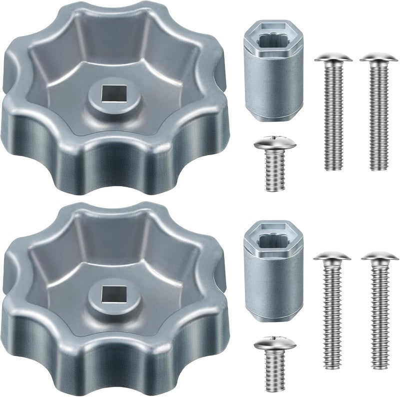 Dreyoo 2 Pack Outdoor Faucet Handle, Water Spigot Handle Compatible with Danco 10006 Hose Bib, with Adapter and Screws for 8 &12 Point Round Broach, 0.26", 0.28", 0.31"&0.38" Square Broach, Silver - Image 1