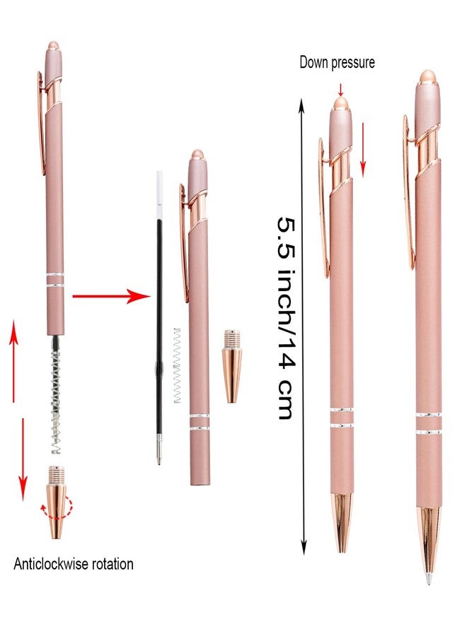 PASISIBICK 8 Pack Rose Gold Ballpoint Pen 2-in-1 Stylus Retractable Metal Stylus Pen for Touch Screens with Stylus tip, 1.0 mm Black Ink（8 PCS Rose Gold） - Image 3