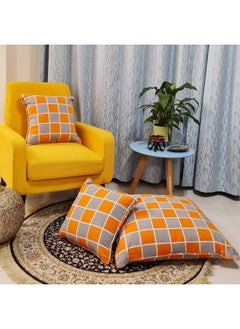 Somerfield Pack of 3 Throw Floor & Sofa Cushions with Cushion Covers - Modern & Decorative Patterns - For Room, Bed Room, Living Room - 02 Sofa Cushions 45X45 Cm + 01 Floor Cushion 70X70 Cm (Design 1)  - Image 1