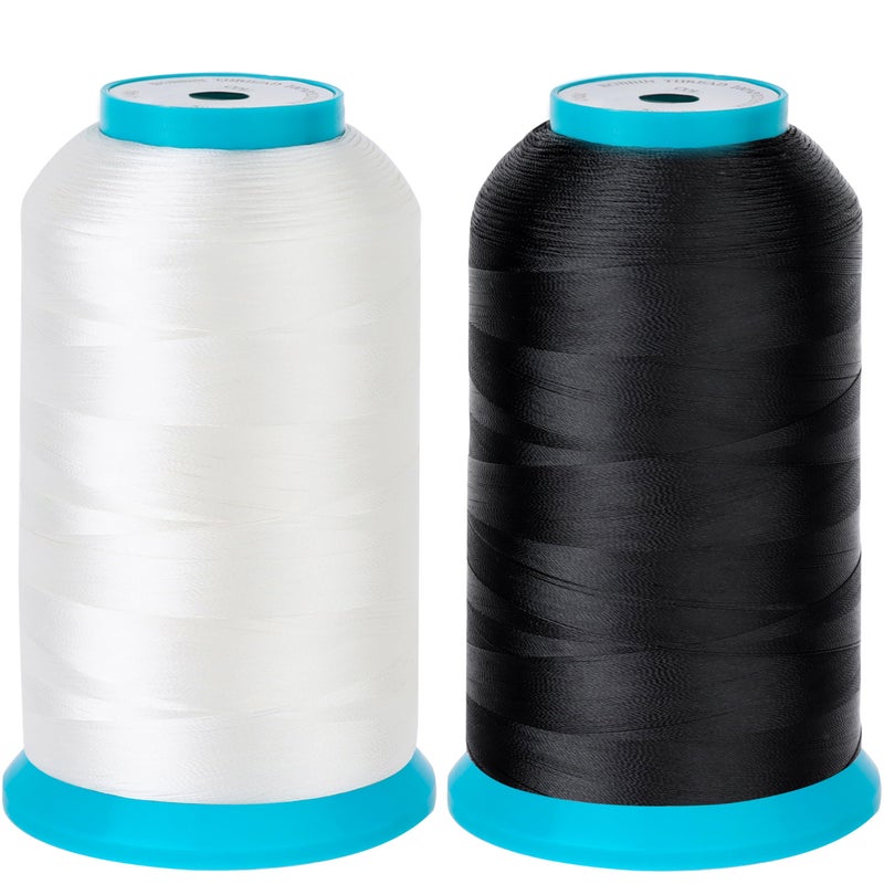 New brothread Set of 2 BlackWhite Huge Spool 5000M 5500Y Bobbin Thread for Embroidery and Sewing Machines
