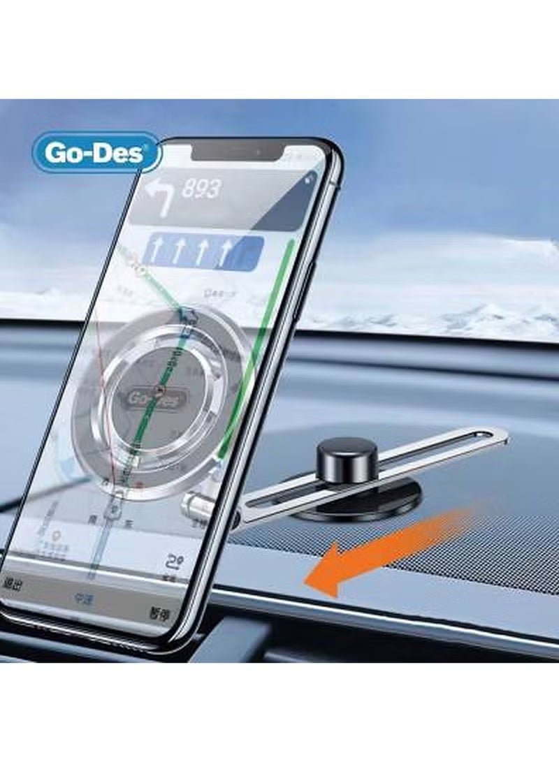 GO-DES Magnetic 360 Degree Rotating Flat Floor Car Phone Holder - Image 2