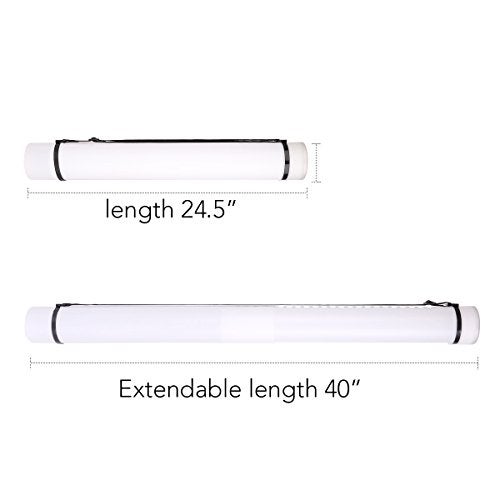 TRANSON Durable Poster Storage Tube with Straps 24"-40" Extendable for Blueprints, Artwork, Maps, Posters Color White - Image 2