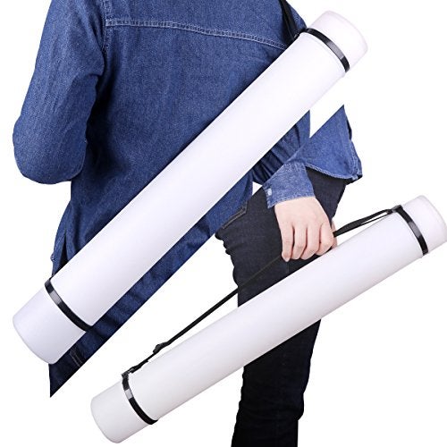 TRANSON Durable Poster Storage Tube with Straps 24"-40" Extendable for Blueprints, Artwork, Maps, Posters Color White - Image 5