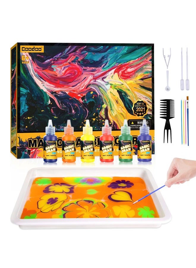 Coodoo Water Marble Painting for Kids - Arts & Crafts for Girls and Boys Craft Kits Ideal Gifts for Kids Age 6+ 8-12 Years - Image 1