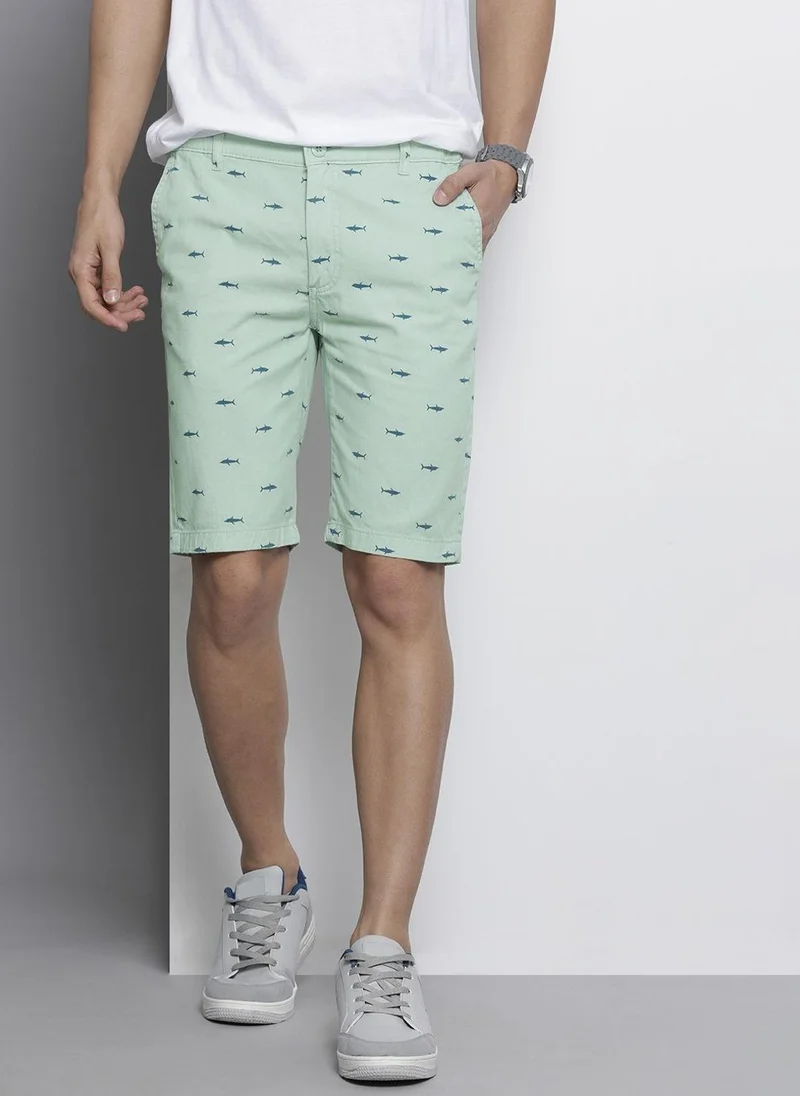Men Slim Fit Printed Mid-Rise Shorts