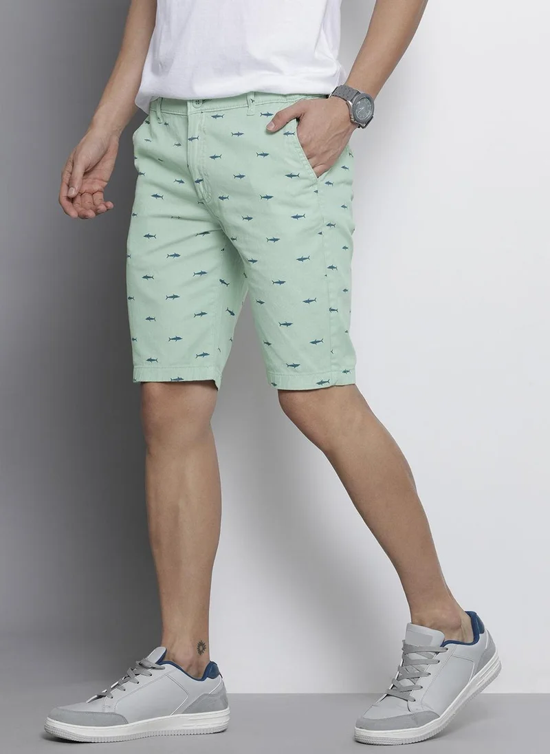 ذا انديان كراج كو Men Slim Fit Printed Mid-Rise Shorts