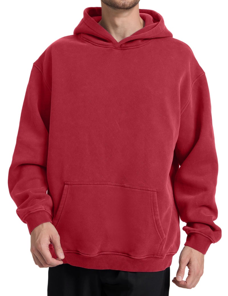 Dnzzs Acid Wash Hoodie Super Soft Sweatshirt for Mens Pullover Oversized Men's Fashion Hoodies & Sweatshirts Vintage Streetwear Red - Image 2