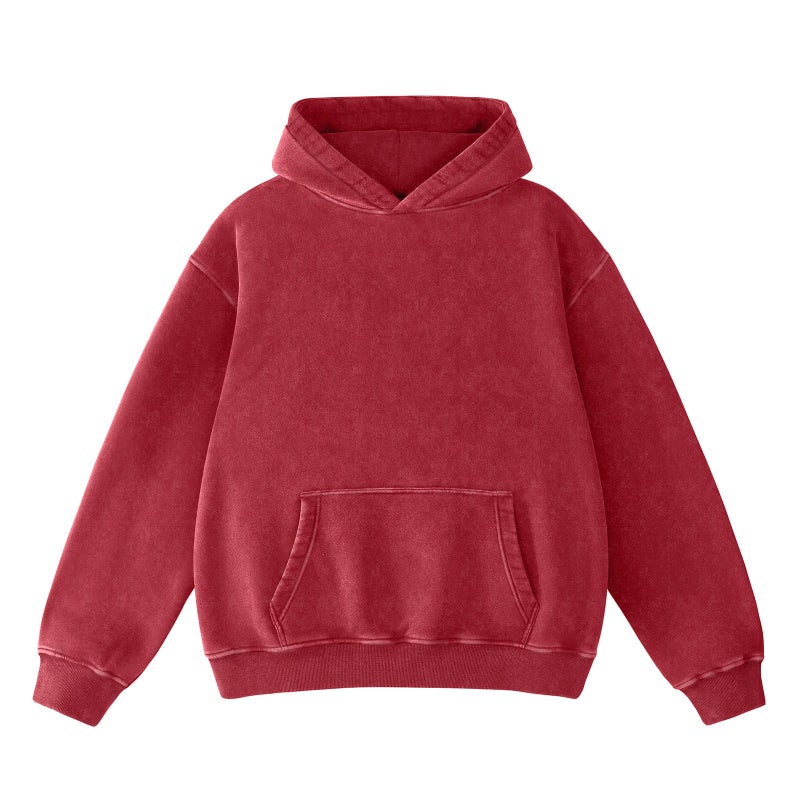 Dnzzs Acid Wash Hoodie Super Soft Sweatshirt for Mens Pullover Oversized Men's Fashion Hoodies & Sweatshirts Vintage Streetwear Red - Image 1