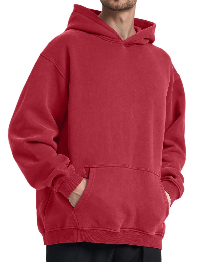 Dnzzs Acid Wash Hoodie Super Soft Sweatshirt for Mens Pullover Oversized Men's Fashion Hoodies & Sweatshirts Vintage Streetwear Red - Image 4