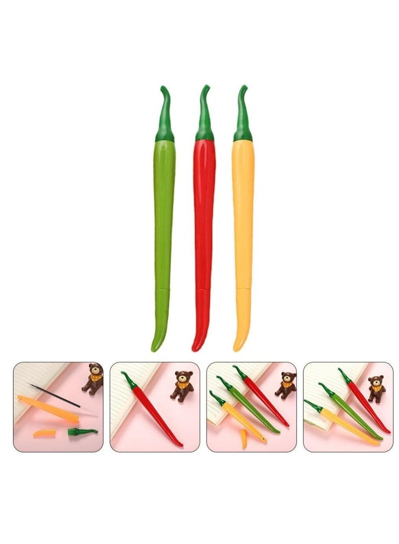Generic 3 pc Chili Pepper Shaped Neutral Pen Student Stationery Fine Tip Pen Student Writing Pen Children's Signature Pen  - Image 1