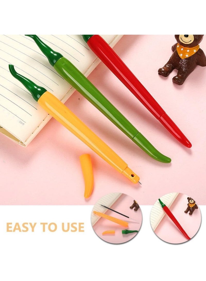 Generic 3 pc Chili Pepper Shaped Neutral Pen Student Stationery Fine Tip Pen Student Writing Pen Children's Signature Pen  - Image 2
