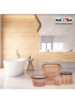 NAYASA Nayasa Plastic Bathroom Set with 19L Tub, 25L Bucket, Mug and Stool, Combo of 4 Pieces (Brown)  - Image 5