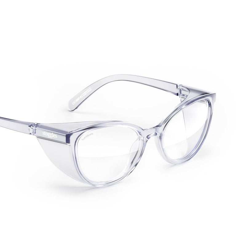 Stoggles Cat Eye Z871 Certified Polycarbonate Safety Glasses Scratch ShatterProof BlueLight UV Blocking Lens Top Side Shields AntiFog Dip Coated Durable Protective Stylish Eyewear - Image 2