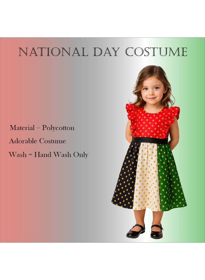 المنزل الذكي هوم سمارت فستان بنقشة علم اليوم الوطني للبنات احتفلي باليوم الوطني لدولة الإمارات العربية المتحدة بأناقة الزي الوطني لدولة الإمارات العربية المتحدة للمناسبات الوطنية الاحتفالية - Image 3