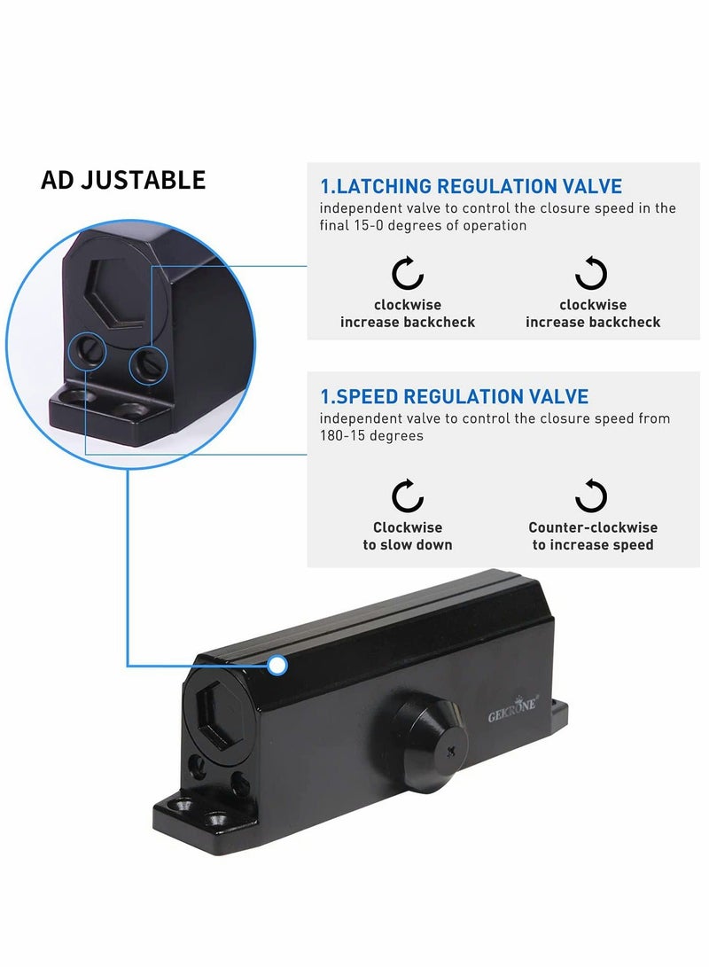 Automatic Door Closer Size 5 Suitable for Door Weight 85 105kg Spring Hydraulic Door Closer Aluminum Alloy Material Heavy Duty Easy Installation H 1322 H 1683 H 1883 (GK 1883 Size 5 Black) - Image 4