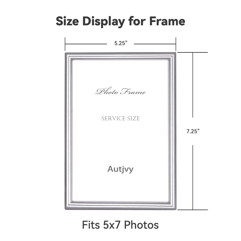 Autjvy 5x7 Picture Frame Set of 2, Silver Brushed Modern Simple Thin Aluminum Metal Photo Frame with HD Real Glass, Display for Tabletop and Wall Collage, 2 Pack - Image 2