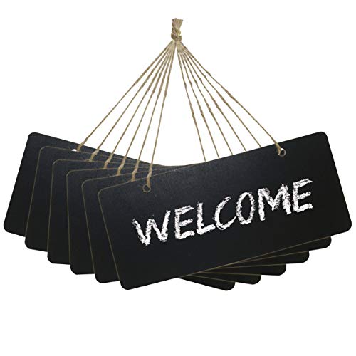 IFAMIO Chalkboard Hanging Signs Erasable Wood Rectangle Small Vintage Rustic Blackboard Message Memo Display for Wedding, Bar, Restaurant, Kitchen Pantry & Wall Decor, 6 Pack - Image 1