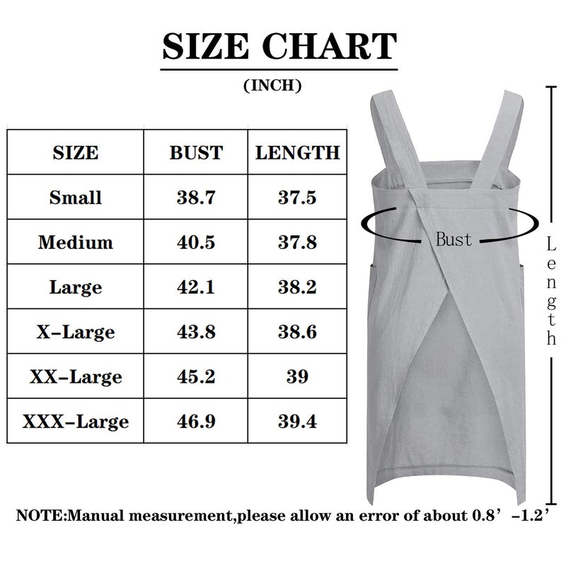 VLZUFE Cotton Linen Apron for women Cross Back Apron Pinafore Dress for Baking Cooking Gardening Work - Image 5