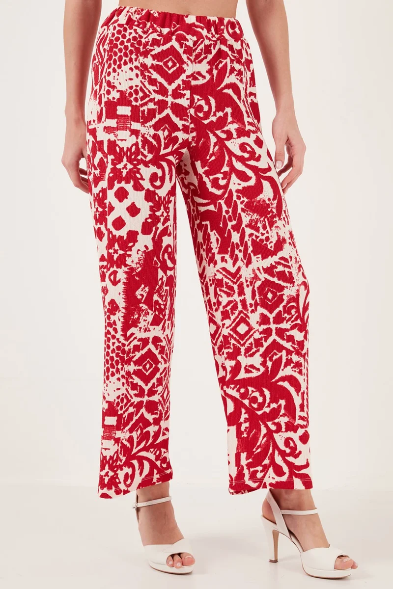 Lela Patterned High Waist Wide Leg Trousers Women's Trousers 5865681