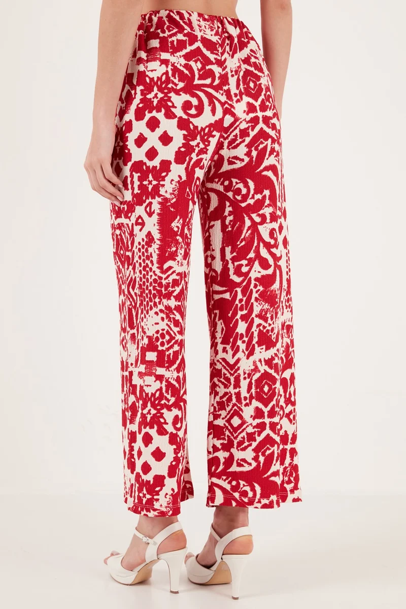 Lela Patterned High Waist Wide Leg Trousers Women's Trousers 5865681