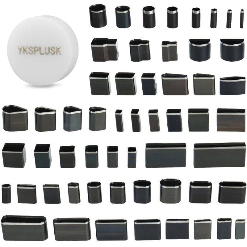 YKSPLUSK 56 Pieces Leather Hole Punch Set Leather Cutting Dies Kit with Storage Case  Mat Multiple Shapes Hole Punch Tool for Belts Hollow Punch Cutter Tool for Handmade DIY Crafts