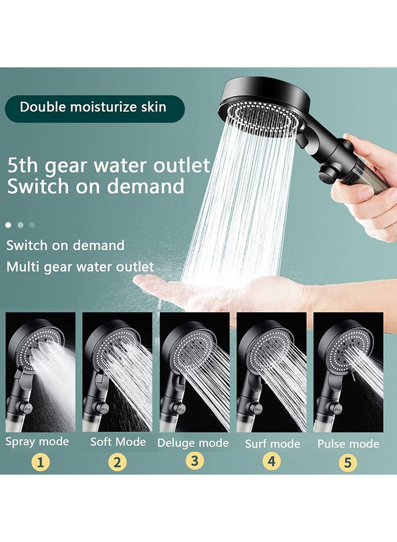 Handheld Shower Head with 150CM Hose and Adhensive Holder, 5 Spray Mode Handheld Shower Head with ON/OFF Pause Switch to Saving Water,Rainfall Spa Hand Held Water Sprinkler - Image 5