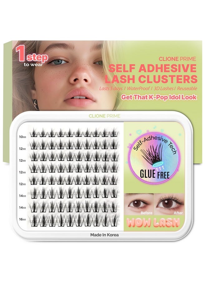 CLIONE PRIME - CLIONE PRIME Korean Self Adhesive Lash Clusters Manga Look No Glue Press On Pre Bond Lash Clusters Fluffy Self Adhesive False Eyelashes No Glue Needed Reusable Wispy Eyelash Extensions - Image 1