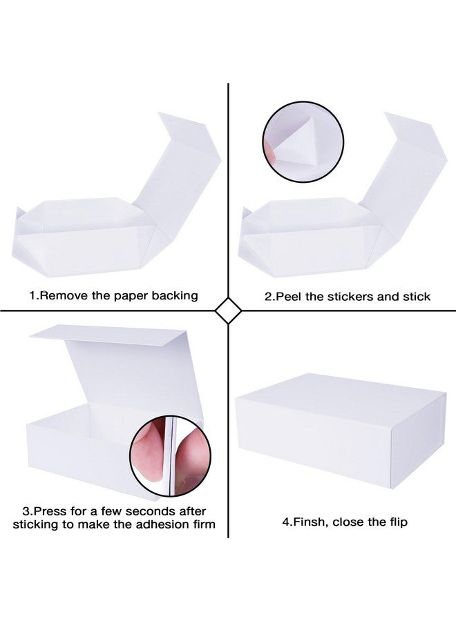 Aimyoo White Collapsible Gift Box With Magnetic Closure Lids 10.5X7X3 In Bridesmaid Groomsman Proposal Boxes Rectangle Storage Box 3 Pack - Image 3