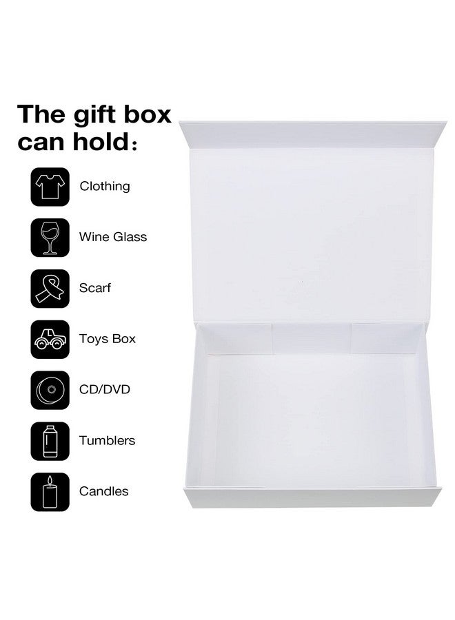 Aimyoo White Collapsible Gift Box With Magnetic Closure Lids 10.5X7X3 In Bridesmaid Groomsman Proposal Boxes Rectangle Storage Box 3 Pack - Image 4