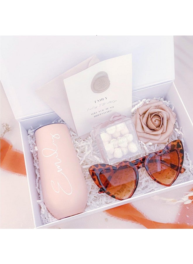 Aimyoo White Collapsible Gift Box With Magnetic Closure Lids 10.5X7X3 In Bridesmaid Groomsman Proposal Boxes Rectangle Storage Box 3 Pack - Image 5