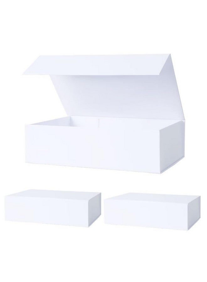 Aimyoo White Collapsible Gift Box With Magnetic Closure Lids 10.5X7X3 In Bridesmaid Groomsman Proposal Boxes Rectangle Storage Box 3 Pack - Image 1