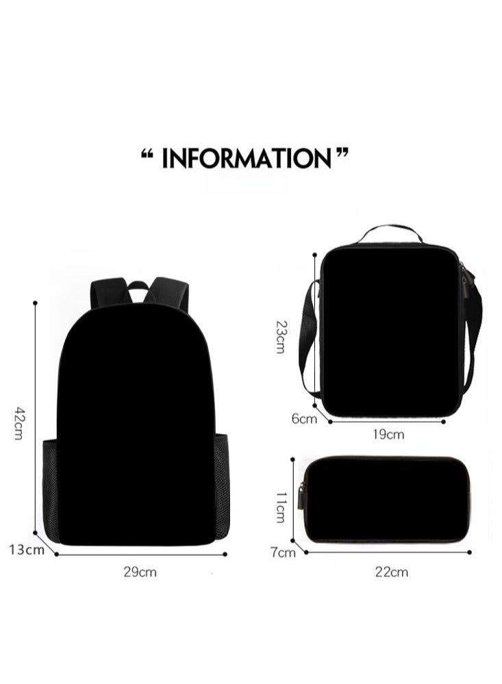 Labubu Primary School Backpack Cartoon Backpack 40*30*13CM+Lunch Bag 21*20*11.5CM+Pen Bag 22*11*5CM Three-piece Set - Image 2