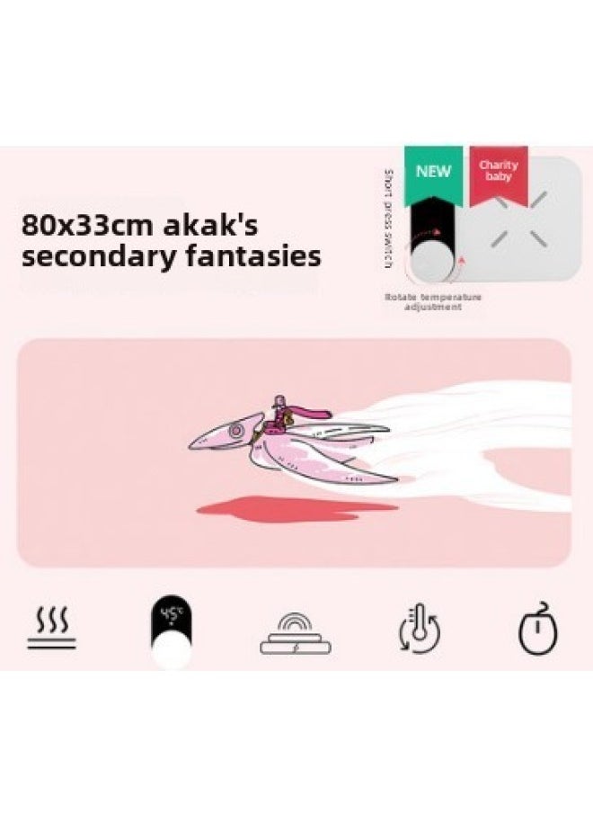 Generic Half Creative Warm Table Mat Heating Mouse Mat Table Mat Office Warm Hand Warm Winter Super Multi-functional Heating-Color:Wireless Charging-Azak-Pink  - Image 1