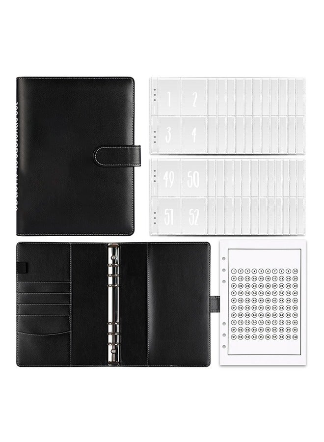 Pu Leather A5 Savings Book ,Savings Challenge Budget Binder Book，Portable Travel Passport，Can Store Credit Cards, Cash, Passports, Air Tickets, Invoices/With Magnetic Snap - Image 1