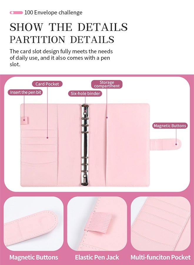 Pu Leather A5 Savings Book ,Savings Challenge Budget Binder Book，Portable Travel Passport，Can Store Credit Cards, Cash, Passports, Air Tickets, Invoices/With Magnetic Snap - Image 4