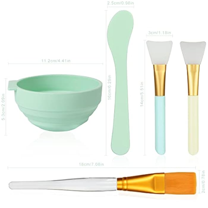 Plazuria Face Mask Mixing Bowl Set, 5 in 1 DIY Facemask Mixing Tool Kit with Facial Mask Bowl Stick Spatula Silicone Face Mask Brush & Premium Soft Face Brushes - Image 2