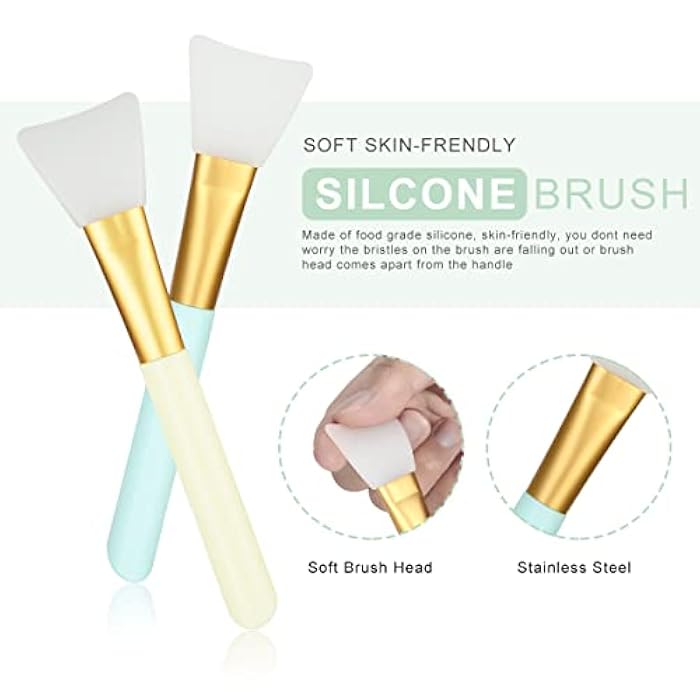 Plazuria Face Mask Mixing Bowl Set, 5 in 1 DIY Facemask Mixing Tool Kit with Facial Mask Bowl Stick Spatula Silicone Face Mask Brush & Premium Soft Face Brushes - Image 3
