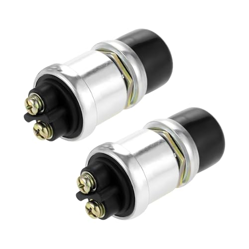 Ohleats 2 PCS Push Button Momentary Starter Switch 12V24V Horn Engine Start Switch Replacement Waterproof Momentary Switch Starter for Truck Tractor Marine Boat Car Accessories Black - Image 1