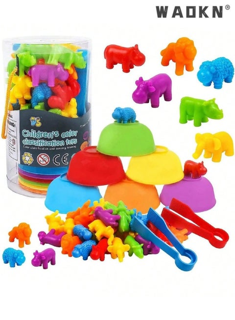 Counting Matching Game, Sorting Toys with Sorting Cups, Color Classification and Sensory Training Preschool Educational Learning Toys Set Gift for Toddlers Kids Boys Girls Ages 3+ (Transport)