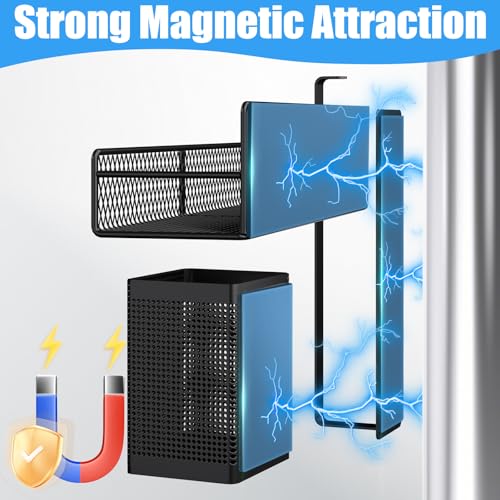 DTUQYX Magnetic Shelves for Washing Machine 6 Pack, Heavy-Duty Metal Magnetic Laundry Organizer Black W/ Hanger Organizer, Tool Holder, Space Saving Shelf for Home Kitchen Closet & Laundry Room Organization - Image 3
