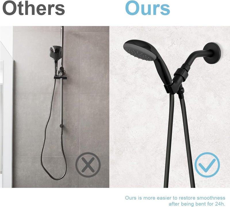 Offo Ultra-Flex Shower Hose, 120 in Premium RV PVC Handheld Shower Head Hose Flex Hoses Extension with Brass Insert and Nut for Bathing Pet Bathing, Matte Black - Image 2