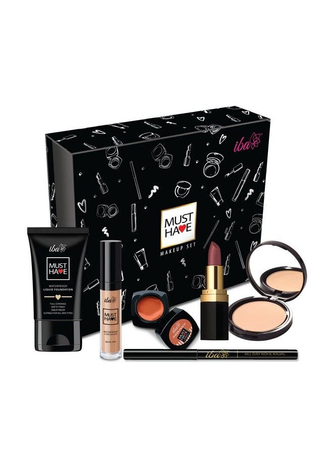 Iba Must Have Makeup Set (Fair) Waterproof Foundation Concealer Matte Compact Lip & Cheek Tint Matte Lipstick Smudge Proof Kajal  - Image 2