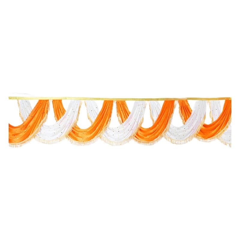PRIYAKANT SAFAWALA PRIYAKANT SAFAWALA Ganpati Decoration Kaichi Jhalar Ideas at Home Festival Temple Wedding and Special Ganesh Chaturthi Decoration Jhalar Size Length 30 Feet and Hight 18 Inches Mango and White - Image 1