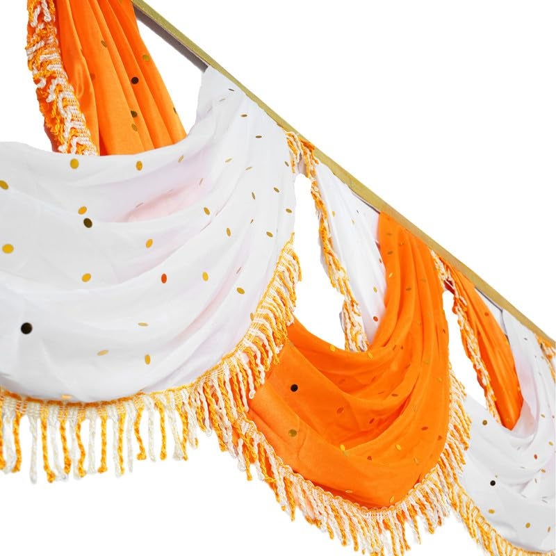 PRIYAKANT SAFAWALA PRIYAKANT SAFAWALA Ganpati Decoration Kaichi Jhalar Ideas at Home Festival Temple Wedding and Special Ganesh Chaturthi Decoration Jhalar Size Length 30 Feet and Hight 18 Inches Mango and White - Image 3