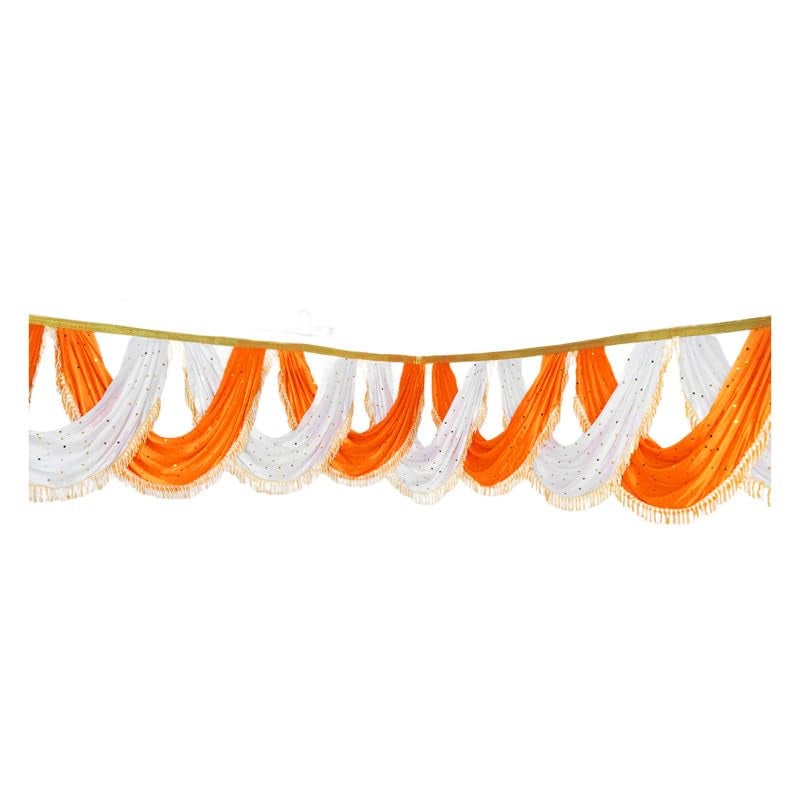 PRIYAKANT SAFAWALA PRIYAKANT SAFAWALA Ganpati Decoration Kaichi Jhalar Ideas at Home Festival Temple Wedding and Special Ganesh Chaturthi Decoration Jhalar Size Length 30 Feet and Hight 18 Inches Mango and White - Image 2